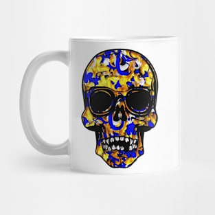 Gold and Blue Skull Mug